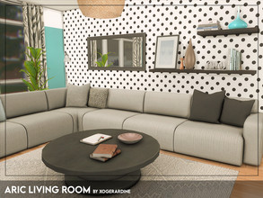 Sims 4 — Aric Living Room (TSR only CC) by xogerardine — Modern living room with an L shaped couch. 