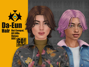 Sims 4 — Da-Eun Hair by GoAmazons — >Base game compatible unisex hairstyle >Hat compatible >From Teen to Elder