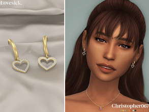 Sims 4 — Lovesick Earrings by christopher0672 — This is an adorable set of small hoop earrings with a cute dangling