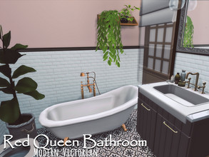 Sims 4 — Red Queen Bathroom | Only TSR CC by GenkaiHaretsu — Bathroom for Red Queen shell in modern victorian style.