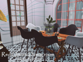 Sims 4 — Red Queen Diningroom | Only TSR CC by GenkaiHaretsu — Modern-Victorian diningroom for Red Queen shell.