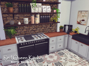 Sims 4 — Red Queen Kitchen | Only TSR CC by GenkaiHaretsu — Modern-Victorian kitchen for Red Queen Shell.