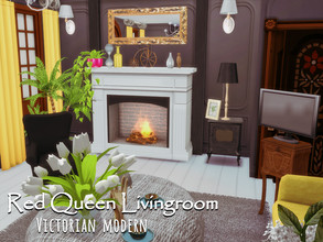 Sims 4 — Red Queen Livingroom | Only TSR CC by GenkaiHaretsu — Modern-Victorian livingroom for Red Queen Shell.