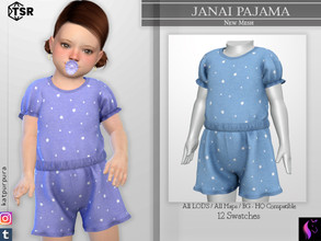 Sims 4 — Janai Pajama by KaTPurpura — Toddler Girls Full Body Shorts and T-Shirt Pajamas