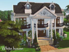 Sims 4 — White House | No CC by GenkaiHaretsu — White rich mansion in colonial style.