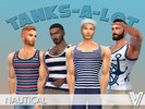 Sims 4 — Tank Top Nautical  by SimmieV — A collection of 8 tank tops in nautical themed stripes and designs.