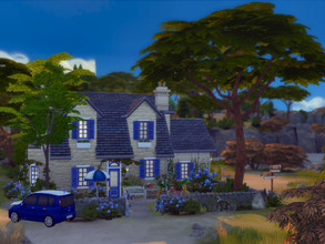 Sims 4 — Un coin en Bretagne no cc by sgK452 — Superb house by the sea, its bright blue shutters sets it apart from all