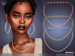 Sims 4 — Colette Necklace by feyona — Colette Necklace comes in 5 colors of metal: yellow gold, dark yellow gold, white