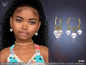 Sims 4 — Cameron Pearl Huggie Earrings For Kids by feyona — Cameron Pearl Huggie Earrings For Kids come in 3 colors of