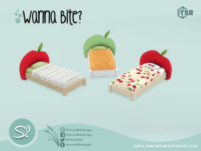 Sims 4 — Wanna Bite toddler bed by SIMcredible! — by SIMcredibledesigns.com available at TSR 3 colors variations