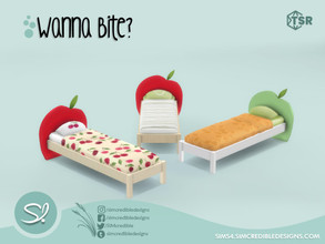 Sims 4 — Wanna Bite bed by SIMcredible! — by SIMcredibledesigns.com available at TSR 3 colors variations