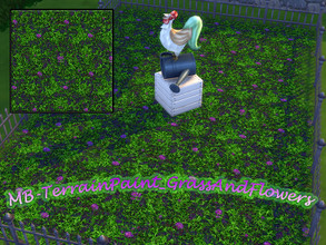 Sims 4 — MB-TerrainPaint_GrassAndFlowers by matomibotaki — MB-TerrainPaint_GrassAndFlowers green lush grass interspersed