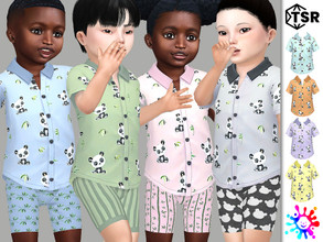 Sims 4 — Panda Pajamas Top by Pelineldis — Six cute pajamas shirts with panda print for toddler boys and girls.