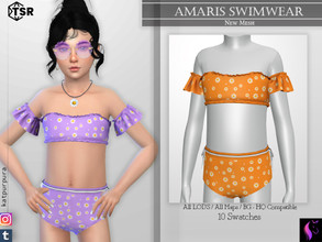 Sims 4 — Amaris Swimwear by KaTPurpura — Girls' two-piece swimsuit with a high-rise thong with straps and a top with