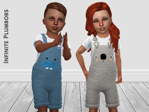 Sims 4 — Toddler Animal Dungarees by InfinitePlumbobs — Animal Face Dungarees for Toddlers - 6 Swatches - Suitable for
