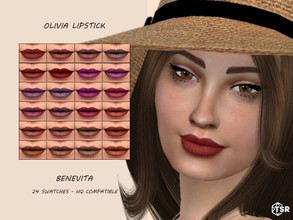Sims 4 — Olivia Lipstick [HQ] by Benevita — Olivia Lipstick HQ Mod Compatible 24 Swatches I hope you like! :)