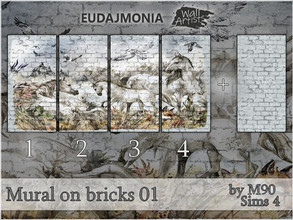 Sims 4 — Mural on bricks 01 by Mircia90 — Eudajmonia mural + bricks You will find in the Masonry tab Artist : Eudajmonia