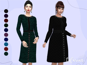 Sims 4 — Charlotte [tweed dress] by talarian — Midi tweed dress in dark colors * New Mesh * 10 colors * Female,
