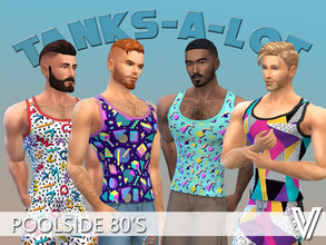 Sims 4 — Poolside 80's Tank Tops by SimmieV — Why do patterns from the 80's inspire thoughts of a fun day by the swimming
