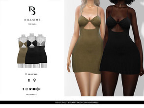 Sims 4 — Rib Cut Out Strappy Bodycon Mini Dress by Bill_Sims — This dress features a cut out strappy design and a bodycon