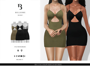 Sims 3 — Rib Cut Out Strappy Bodycon Mini Dress by Bill_Sims — This dress features a cut out strappy design and a bodycon