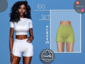 Sims 4 — SET 100 - Shorts by Camuflaje — Fashion casual set that includes a t-shirt & shorts ** Part of a set ** *
