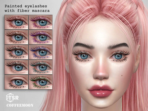 Sims 4 — Painted eyelashes with fiber mascara by coffeemoon — 3D lashes glasses category 8 colors 3 styles for female