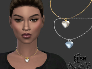 Sims 4 — Glass heart short necklace by Natalis — Glass heart pendant short necklace. 2 metal color options. 5 heart