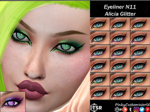 Sims 4 — Eyeliner N11 - Alicia Glitter by PinkyCustomWorld — Cute catliner with a touch of glitter in several colors - 18