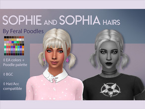 Sims 4 — Sophie Hair by feralpoodles — Cute tiny little pigtails with bangs! This is the FIRST hair (left) in the