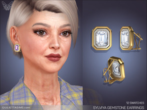 Sims 4 — Silviya Gemstone Earrings by feyona — Silviya Gemstone Earrings come with 12 swatches, 10 gemstones (blue