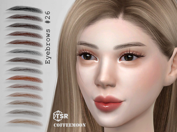 Sims 4 — Eyebrows N26 by coffeemoon — 14 colors for female only: child, teen, young, adult, elder HQ mod compatible