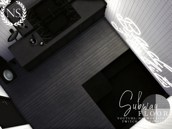Sims 4 — Subway Stone Tile Floor by networksims — Small stone tiles in a variety of greyscale swatches.