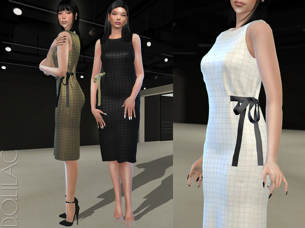 Sims 4 — Ribbon Waist Dress DO398 by DOLilac — Custom thumbnail New Mesh 5 Colors Adult-Elder-Teen-Young Adult For Female