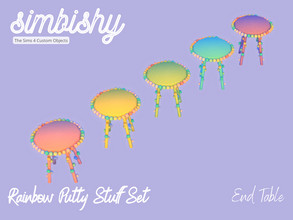 Sims 4 — Rainbow Putty End Table by simbishy — A colourful, rainbow end table made of lumpy putty.