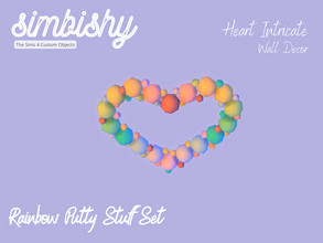 Sims 4 — Rainbow Putty Heart Intricate Wall Decor by simbishy — A colourful, rainbow heart wall decoration with even