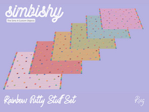 Sims 4 — Rainbow Putty Rug by simbishy — A colourful, rainbow knitted rug.
