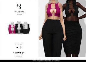 Sims 4 — Cut Out Front Detail Sleeveless Crop Top by Bill_Sims — This top features a cut out front design and a cropped