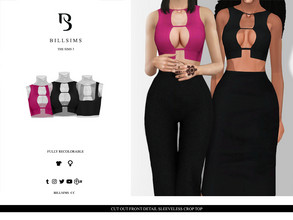 Sims 3 — Cut Out Front Detail Sleeveless Crop Top by Bill_Sims — This top features a cut out front design and a cropped