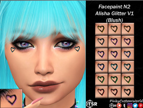 Sims 4 — Facepaint N2 - Alisha Glitter V1 (Blush) by PinkyCustomWorld — Black simple heart outline facepaint with a