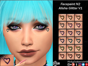 Sims 4 — Facepaint N2 - Alisha Glitter V1 by PinkyCustomWorld — Black simple heart outline facepaint with a little shadow