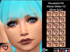 Sims 4 — Facepaint N2 - Alisha Glitter V2 (Brow Scar) by PinkyCustomWorld — Black simple heart outline facepaint with a