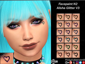 Sims 4 — Facepaint N2 - Alisha Glitter V3 by PinkyCustomWorld — Black simple heart outline facepaint with a little shadow