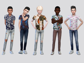 Sims 4 — Tropics Patterned Shirt Boys by McLayneSims — TSR EXCLUSIVE Standalone item 8 Swatches MESH by Me NO RECOLORING