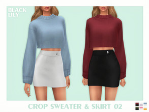 Sims 4 — Crop Sweater & Skirt 02 by Black_Lily — YA/A/Teen 6 Swatches New item