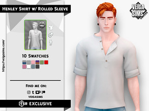 Sims 4 — Henley Shirt with Rolled Sleeves by David_Mtv2 — - For teen to elder; - 10 swatches; - New mesh (frankenmesh)