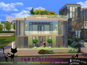 Sims 4 — FGD RealEstate 2022050 by Merit_Selket — City home in bright green, on a small lot, built in New Crest 20 x 15