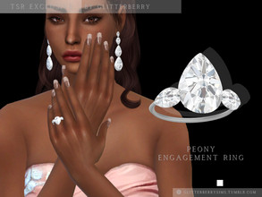 Sims 4 — Peony Engagement Ring by Glitterberryfly — A gorgeous teardrop diamond engagement ring