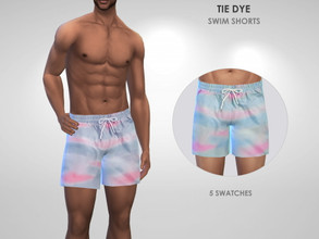 Sims 4 — Tie Dye Swim Shorts by Puresim — Tie Dye shorts for male sims. 5 swatches.