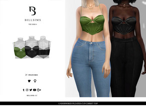 Sims 4 — Underwired Pleated Cup Corset Top by Bill_Sims — This top features an underwired bust with pleated cups and a